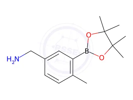 Chemical structure of 5-(Aminomethyl)-2-methylphenylboronic Acid Pinacol Ester