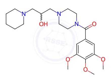 Chemical structure of alpha-(1-Piperidinylmethyl)-4-(3,4,5-trimethoxybenzoyl)-1-piperazineet hanol dihydrochloride