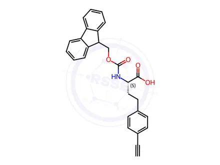 Chemical structure of (2S)-4-(4-ethynylphenyl)-2-({[(9H-fluoren-9-yl)methoxy]carbonyl}amino)butanoic acid