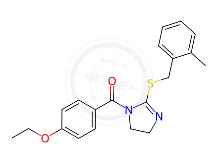 Chemical structure of (4-Ethoxyphenyl)(2-((2-methylbenzyl)thio)-4,5-dihydro-1H-imidazol-1-yl)methanone