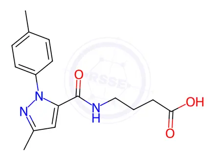 Chemical structure of Butanoic acid, 4-[[[3-methyl-1-(4-methylphenyl)-1H-pyrazol-5-yl]carbonyl]amino]-
