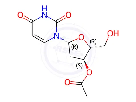 Chemical structure of Uridine, 2'-deoxy-, 3'-acetate