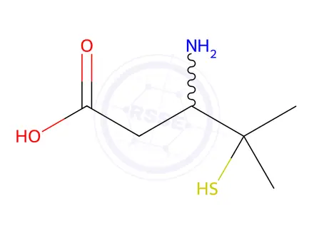 Chemical structure of Pentanoic acid, 3-amino-4-mercapto-4-methyl-