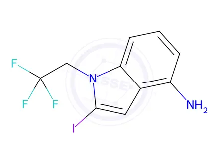 Chemical structure of 2-Iodo-1-(2,2,2-trifluoroethyl)indol-4-amine