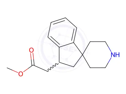 Chemical structure of Methyl 2-(2,3-dihydrospiro[indene-1,4'-piperidin]-3-yl)acetate