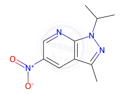 Chemical structure of 1-Isopropyl-3-methyl-5-nitro-1H-pyrazolo[3,4-b]pyridine