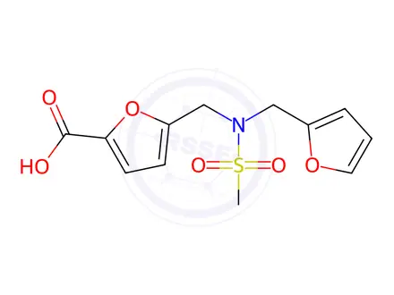 Chemical structure of 5-((N-(Furan-2-ylmethyl)methylsulfonamido)methyl)furan-2-carboxylic acid