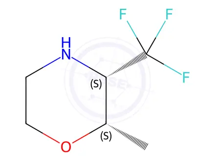 Chemical structure of Morpholine, 2-methyl-3-(trifluoromethyl)-, (2R,3R)-rel-