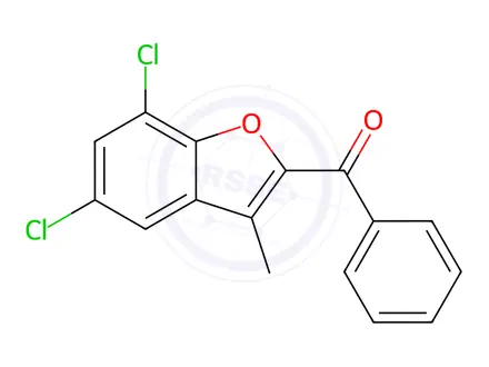 Chemical structure of (5,7-dichloro-3-methylbenzofuran-2-yl)(phenyl)methanone