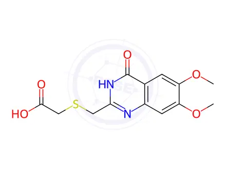Chemical structure of 2-{[(6,7-dimethoxy-4-oxo-3,4-dihydroquinazolin-2-yl)methyl]sulfanyl}acetic acid