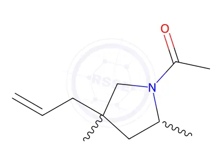 Chemical structure of Pyrrolidine, 1-acetyl-2,4-dimethyl-4-(2-propenyl)-(9CI)