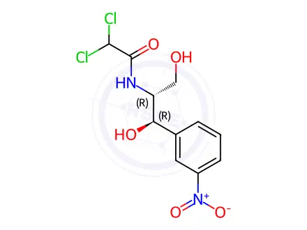 Chemical structure of M-chloramphenicol in methanol