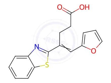 Chemical structure of (4E)-4-(1,3-benzothiazol-2-yl)-5-(2-furyl)pent-4-enoic acid