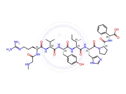 Chemical structure of angiotensin II, Sar(1)-Phe(8)-