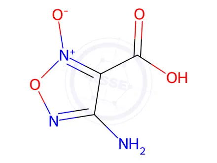 Chemical structure of 1,2,5-Oxadiazole-3-carboxylic acid, 4-amino-, 2-oxide (9CI)