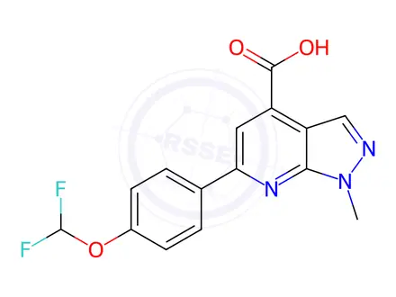 Chemical structure of 6-[4-(difluoromethoxy)phenyl]-1-methyl-1h-pyrazolo[3,4-b]pyridine-4-carboxylic acid
