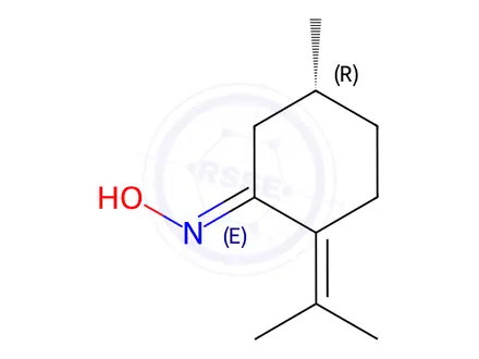Chemical structure of Cyclohexanone, 5-methyl-2-(1-methylethylidene)-, oxime, [R-(E)]-(9CI)
