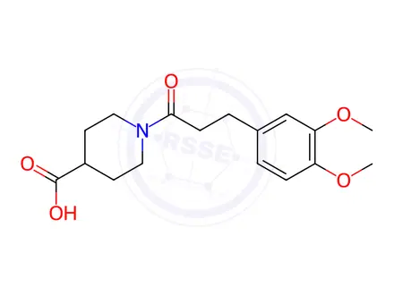 Chemical structure of 1-[3-(3,4-Dimethoxyphenyl)propanoyl]piperidine-4-carboxylic acid