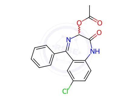 Chemical structure of (3RS)-7-chloro-2-oxo-5-phenyl-2,3-dihydro-1H-1,4-