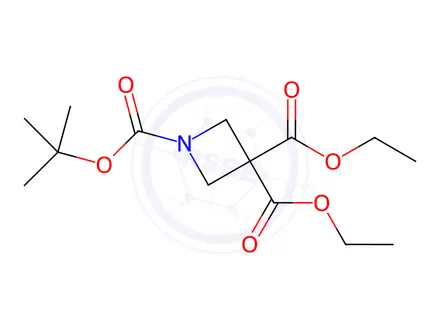 Chemical structure of 1-tert-butyl 3,3-diethyl azetidine-1,3,3-tricarboxylate