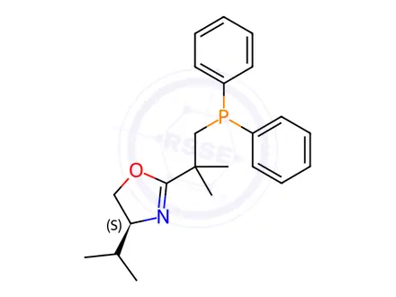Chemical structure of (S)-2-(1-(Diphenylphosphanyl)-2-methylpropan-2-yl)-4-isopropyl-4,5-dihydrooxazole