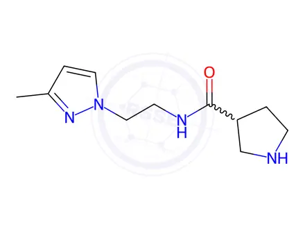 Chemical structure of Pyrrolidine-3-carboxylic acid [2-(3-methyl-pyrazol-1-yl)-ethyl]-amide dihydrochloride