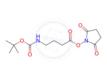 Chemical structure of Butanoic acid, 4-[[(1,1-dimethylethoxy)carbonyl]amino]-, 2,5-dioxo-1-pyrrolidinyl ester