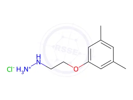 Chemical structure of Hydrazine,[2-(3,5-dimethylphenoxy)ethyl]-, hydrochloride (1:1)