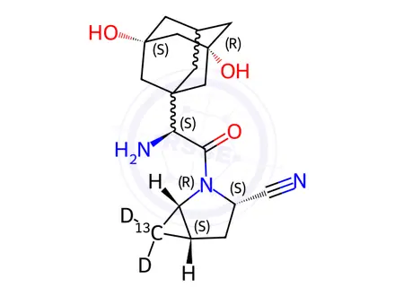 Chemical structure of 5-Hydroxy Saxagliptin-13C-D2 Hydrochloride