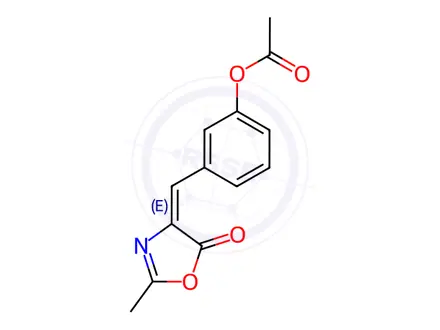 Chemical structure of Acetic acid 3-(2-methyl-5-oxo-2-oxazoline-4-ylidenemethyl)phenyl ester