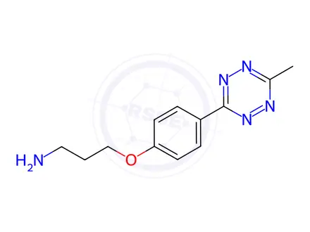 Chemical structure of 3-(4-(6-Methyl-1,2,4,5-tetrazin-3-yl)phenoxy)propan-1-amine