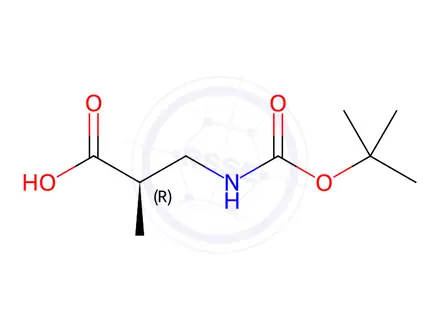 Chemical structure of (R)-3-((tertButoxycarbonyl)amino)-2-methylpropanoic Acid