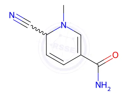 Chemical structure of Nicotinamide, 6-cyano-1,6-dihydro-1-methyl-(6CI)