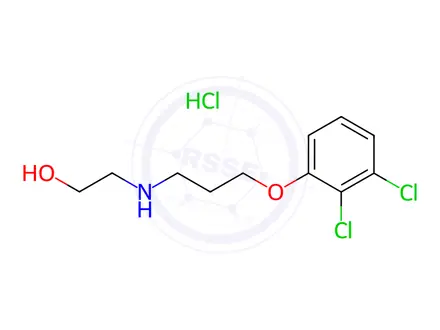 Chemical structure of 2-((3-(2,3-Dichlorophenoxy)propyl)amino)ethan-1-ol hydrochloride