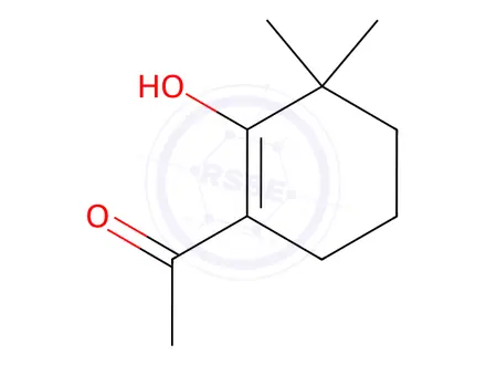 Chemical structure of Cyclohexanone, 6-(1-hydroxyethylidene)-2,2-dimethyl-(9CI)