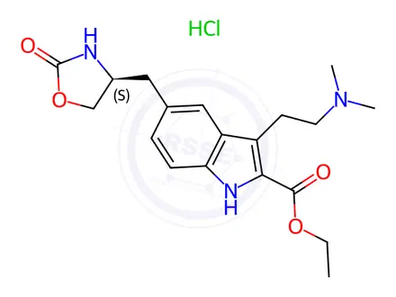 Chemical structure of Zolmitriptan 2-Carboxylic Acid Ethyl Ester Hydrochloride