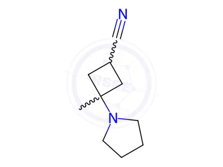 Chemical structure of Cyclobutanecarbonitrile, 3-methyl-3-(1-pyrrolidinyl)-(9CI)