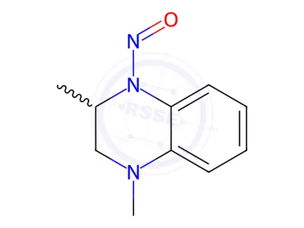 Chemical structure of Quinoxaline, 1,2,3,4-tetrahydro-2,4-dimethyl-1-nitroso-(9CI)