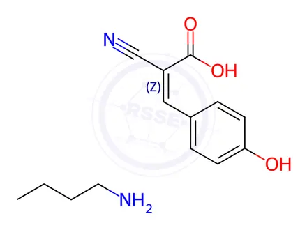 Chemical structure of Butan-1-aminium 2-cyano-3-(4-hydroxyphenyl)acrylate