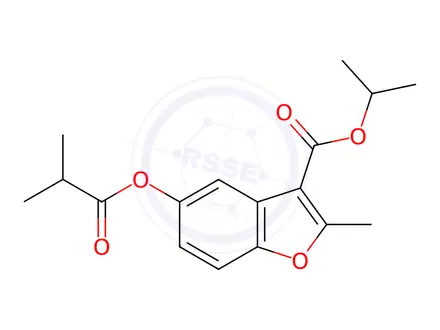 Chemical structure of isopropyl 5-(isobutyryloxy)-2-methylbenzofuran-3-carboxylate