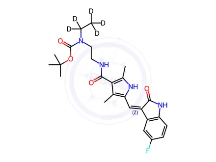 Chemical structure of N-Boc-N-desethyl Sunitinib-d5