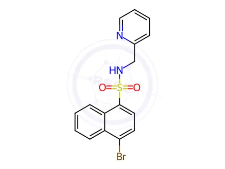 Chemical structure of 4-Bromo-N-(pyridin-2-ylmethyl)naphthalene-1-sulfonamide