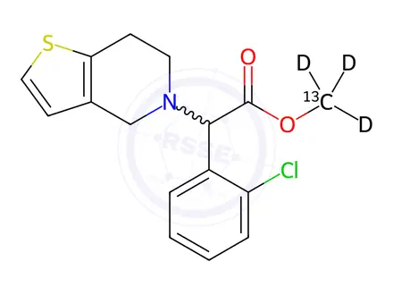 Chemical structure of rac Clopidogrel-13C,d3 Hydrogen Sulfate