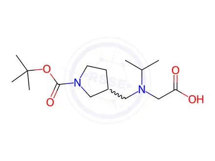 Chemical structure of 2-(((1-(tert-Butoxycarbonyl)pyrrolidin-3-yl)methyl)(isopropyl)amino)acetic acid