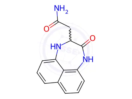 Chemical structure of Naphtho[1,8-ef]-1,4-diazepine-2-acetamide, 1,2,3,4-tetrahydro-3-oxo-