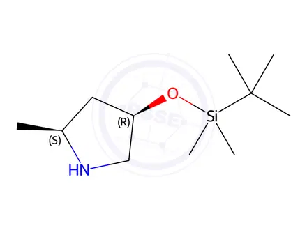 Chemical structure of Pyrrolidine, 4-[[(1,1-dimethylethyl)dimethylsilyl]oxy]-2-methyl-, (2S,4R)-