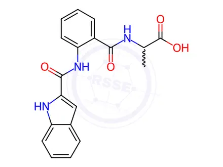 Chemical structure of Alanine, N-[2-[(1H-indol-2-ylcarbonyl)amino]benzoyl]-
