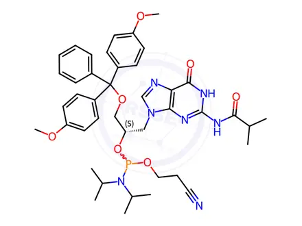 Chemical structure of Phosphoramidites Impurity 111 (GNA-S-G(iBu) Phosphoramidite)