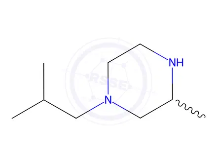 Chemical structure of Piperazine, 3-methyl-1-(2-methylpropyl)-(9CI)
