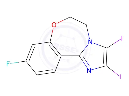 Chemical structure of Imidazo[1,2-d][1,4]benzoxazepine, 9-fluoro-5,6-dihydro-2,3-diiodo-